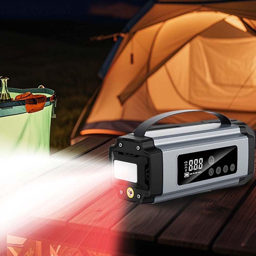 Arrancador de coche con compresor de aire, inflador de neumáticos de 150 PSI y cargador de baterías portátil de 600 A 8000 mAh para coches, camiones, SUV, motocicletas (8000 mAh)