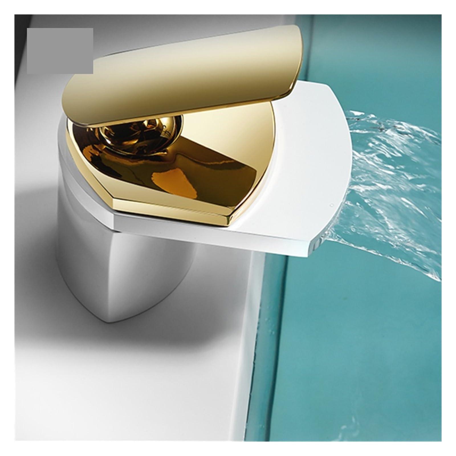 Grifos de lavabo de cascada de baño de grifo blanco, grifo mezclador de lavabo de un solo orificio con soporte único, agua fría y caliente(SLT203-S)