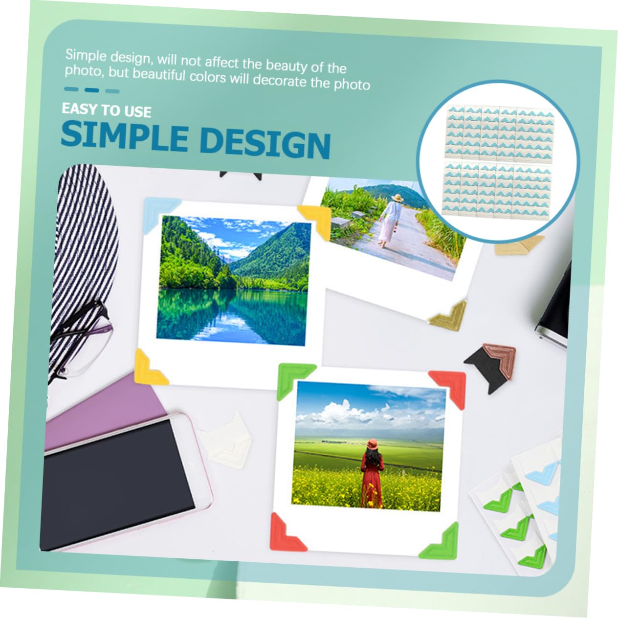 OSALADI Pegatinas Esquinas Fotos Autoadhesivas Para Álbumes Scrapbooking Y Manualidades Decorativas Y Versátiles 10 Hojas*5