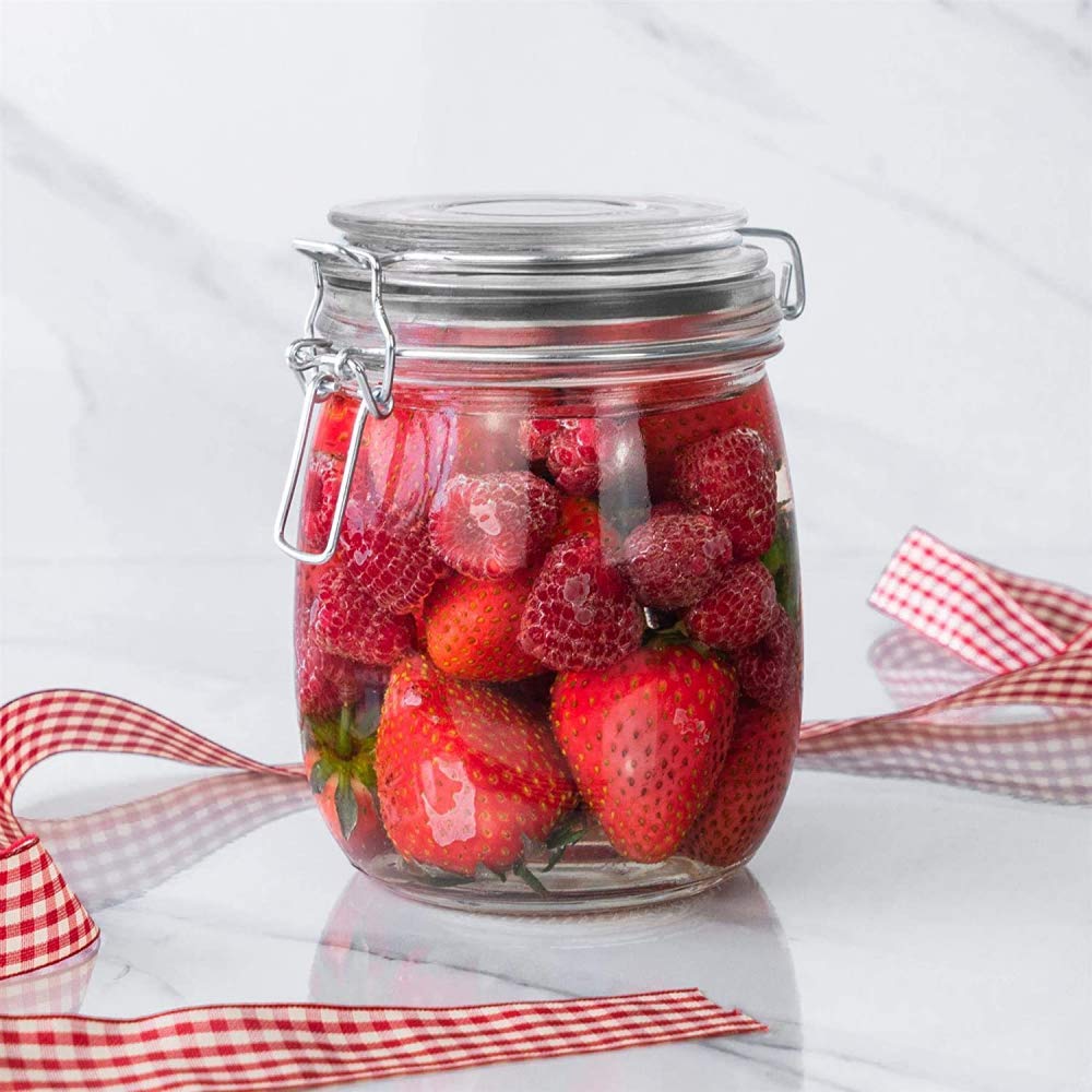 Barattolo Ermetico In Vetro, Zuccheriera Portatile Di Grande Capacità, Contenitore Per Il Tè, Barattolo Kimchi, Vasetti In Vetro Per Stoviglie Con Coperchio A Clip Ermetico Per Frutta -Round||750ml