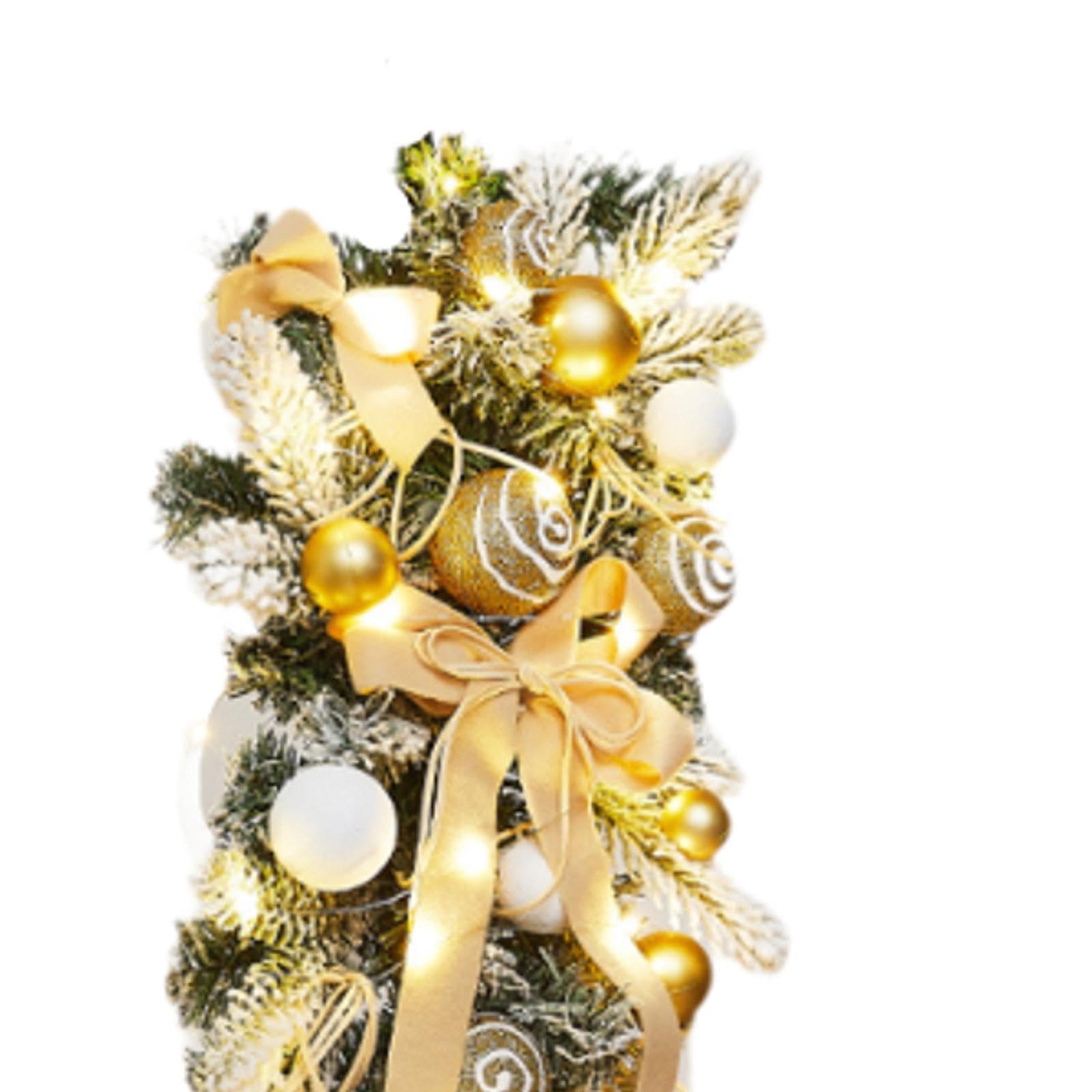 Sharplace Ornement Artificiel De Noël Avec Lumières, Couronne De Noël En Forme De Larme, Guirlande De Noël Pour Fenêtre Et Maison, Or