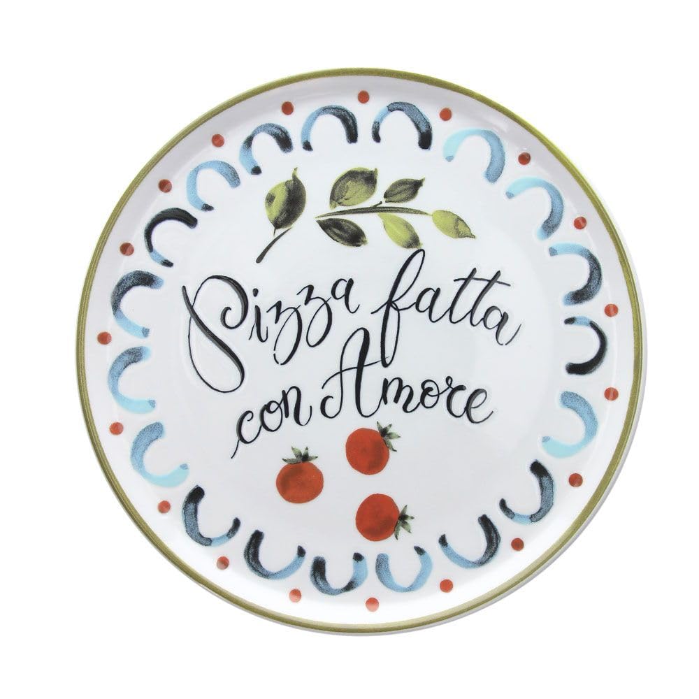 Tognana SET 4 PIATTI PIZZA IN PORCELLANA CM33 DECORO ASSORTITO LINEA CINZIA