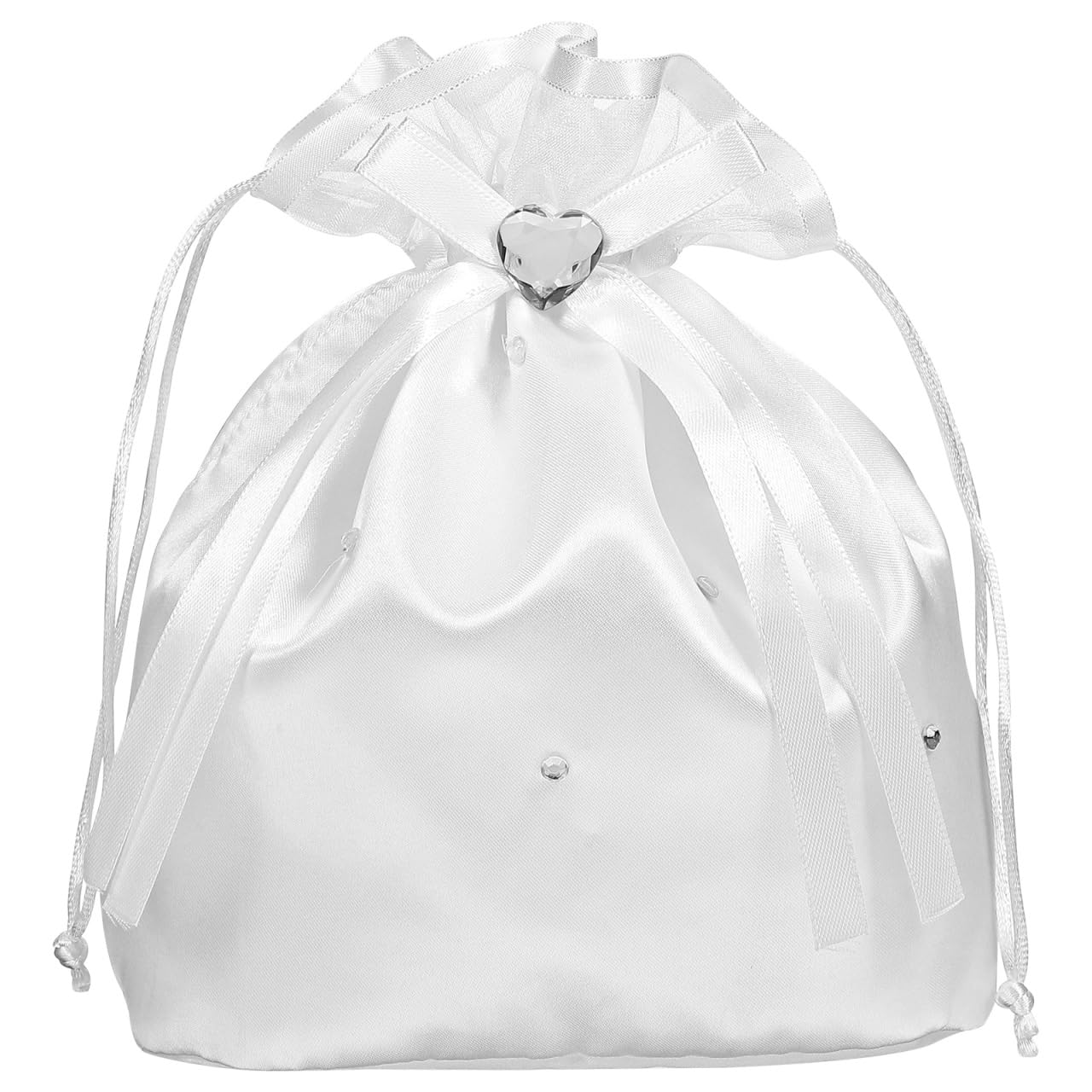 Healvian Satin Bridal Bag with Pearl Flower Detail for Wedding Communion