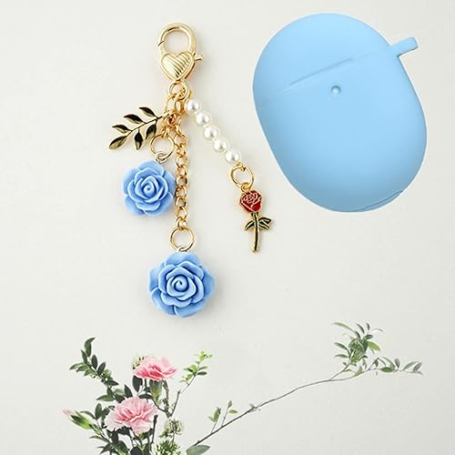 Miniatura 6 de Funda para Google Pixel Buds Pro con llavero, bonita funda de silicona para Pixel Buds Pro, funda de carga protectora con mosquetón de flores,