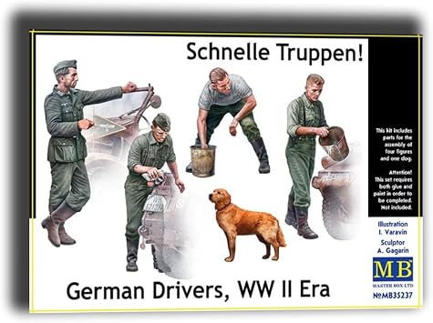 Master Box 35237 1/35 Model Kit ofSchnelle Truppen. German Drivers, WW II Era, Grey