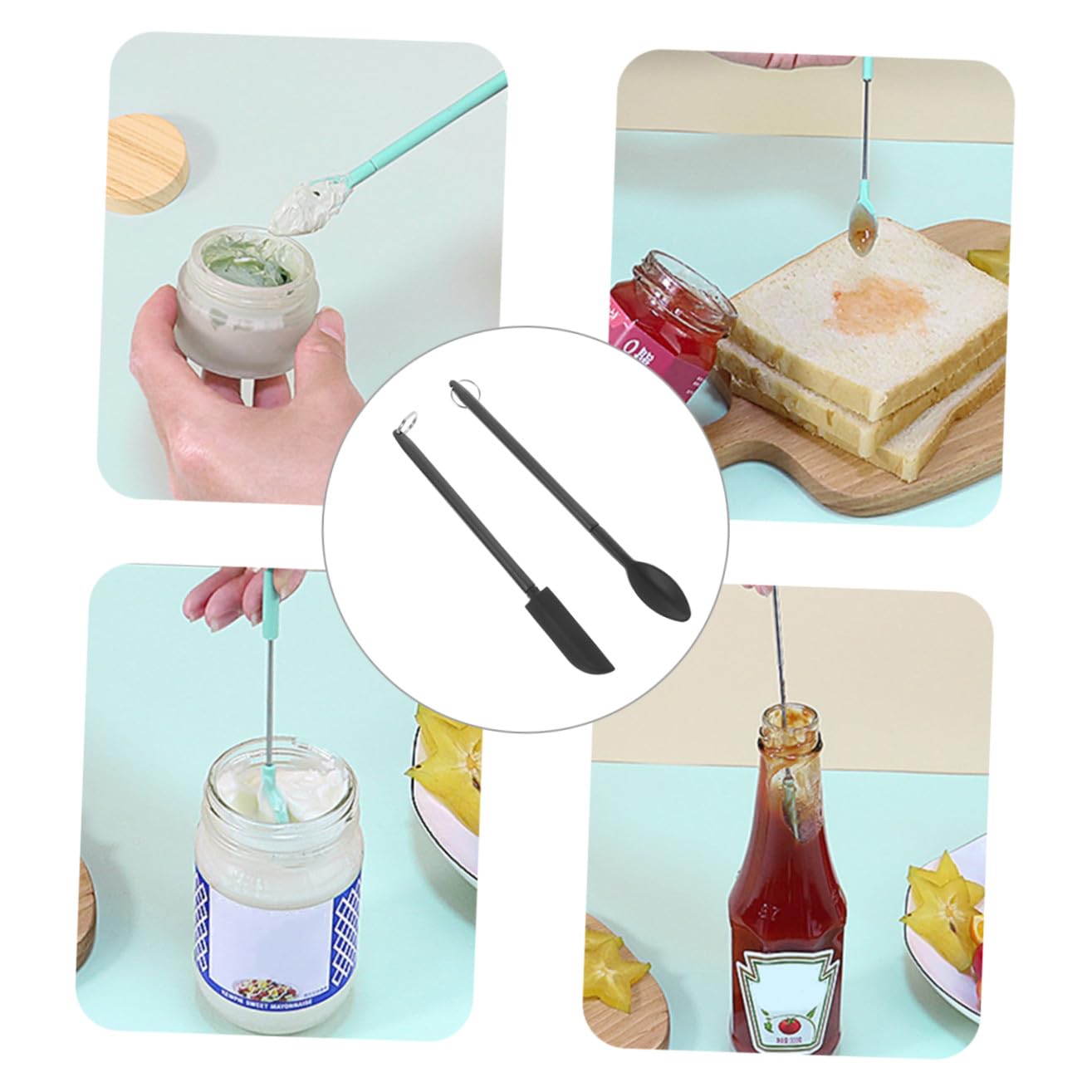 Silikonspatel mit Teleskopgriff für Make Up und Backen Leichter Kleiner Kosmetikspatel Schwarz Einfach zu Verstauen und Vielseitig Verwendbar Beim Backen