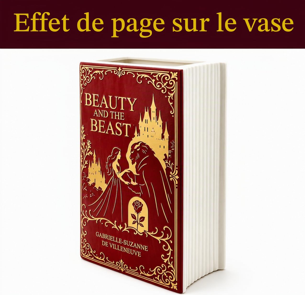 Vase en céramique inspiré de la Belle et la Bête en Forme de Livre – Vase Floral décoratif pour la Maison et la bibliothèque, Unique