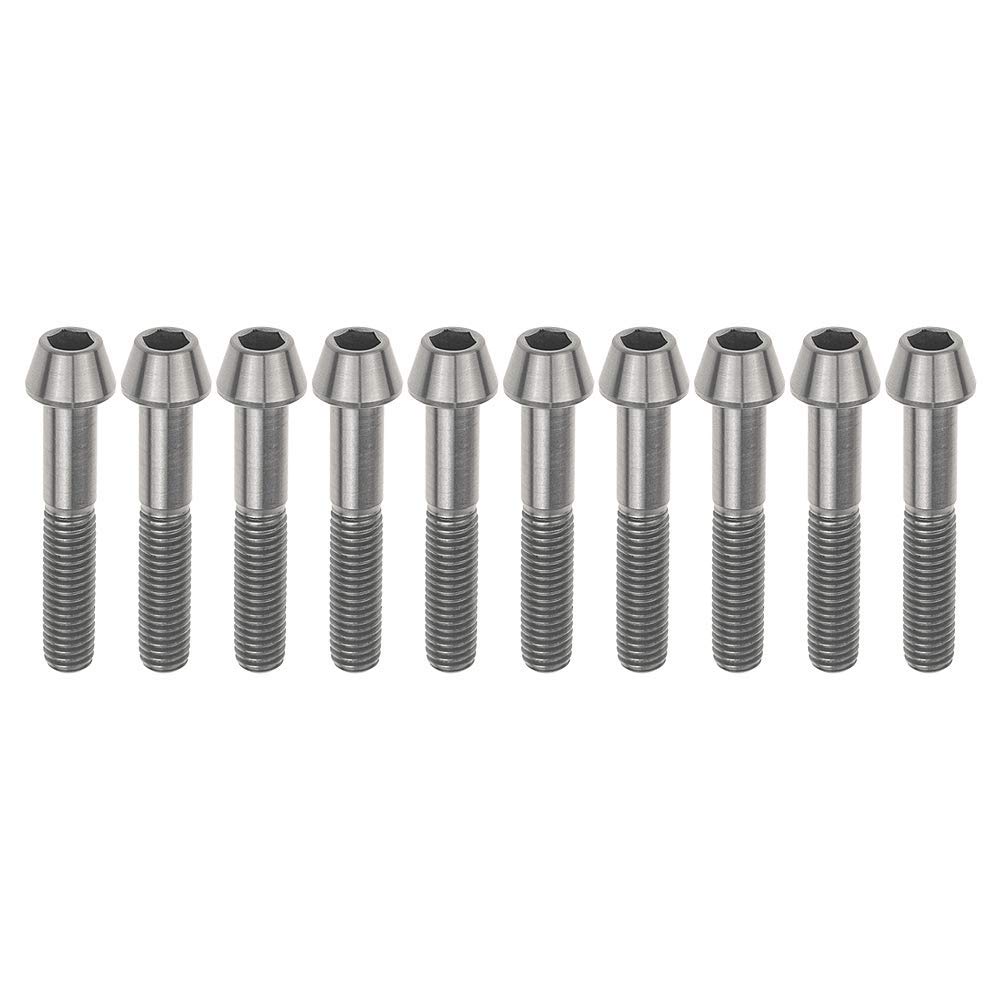 Ruifu Lot de 10 vis coniques M8 en titane pour vélo et moto Gr5 Ti 15 20 25 30 35 40 45 mm