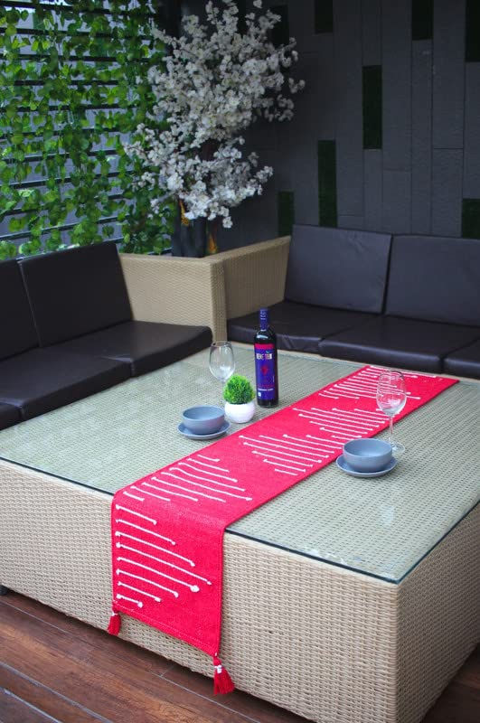 Ishash Collection Cotton Table Runner - The Style of Our Table Linen and Dining Rooms and Eating Areas Flawlessly ( Standard Size , 14 x 72 inch Pink