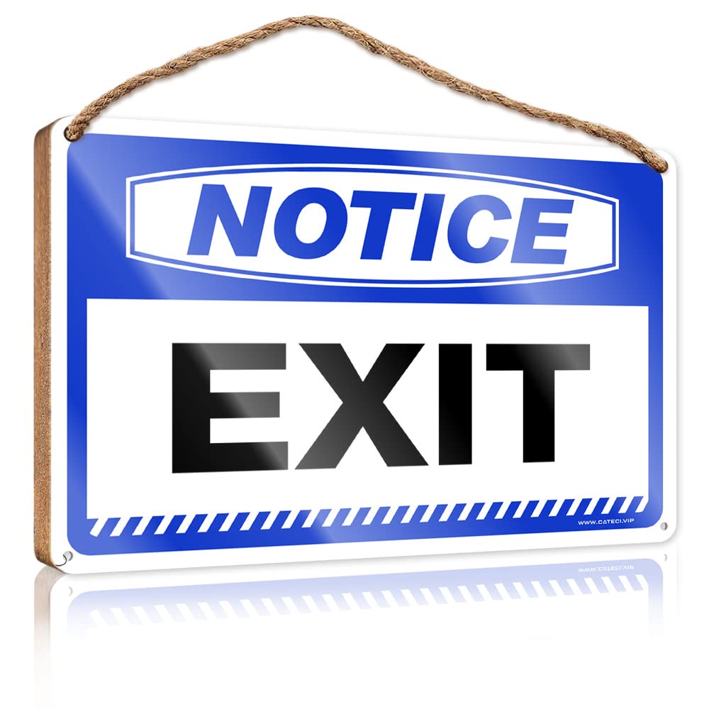Funny Porch Decor Notice Exit Wooden Sign Home Signs Wall Decor Funny Wall Hanging Decor Pla(23X35CM)