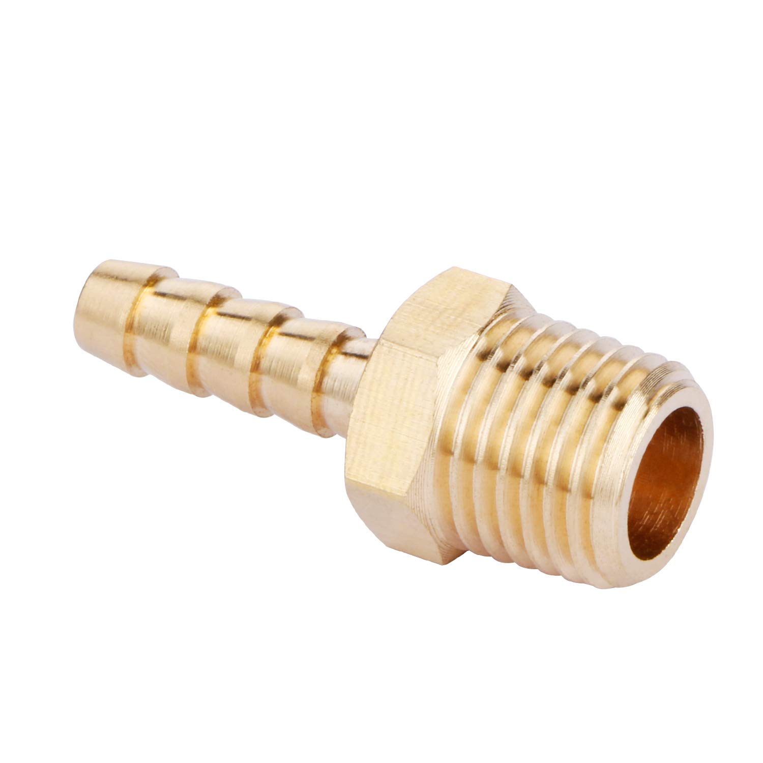 Buy U.S. Solid Brass Hose Fitting, Adapter, 1/4" Barb x 1/4" NPT Male Pipe Fittings Online at