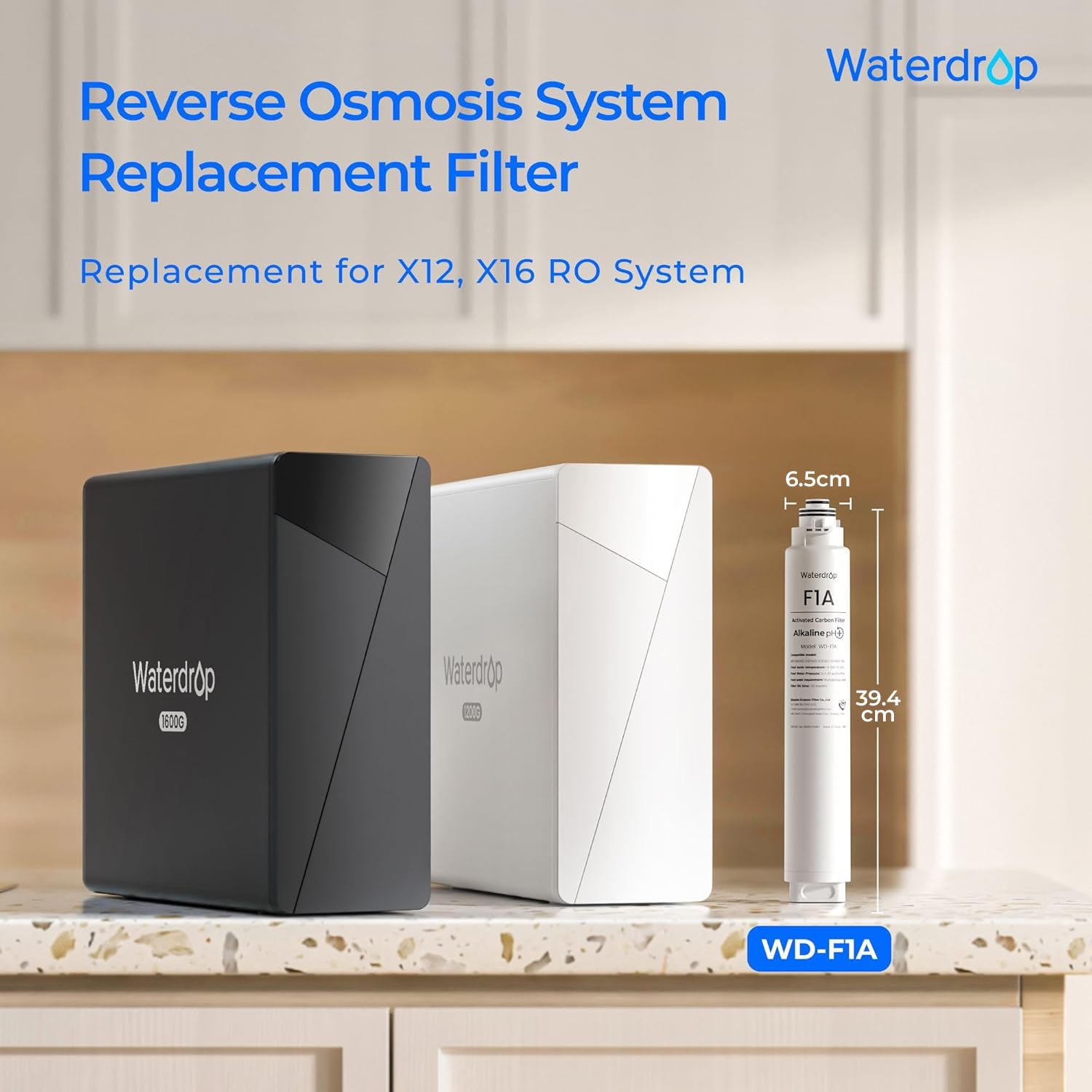 Waterdrop WD-F1A Alkaline Mineral pH+ Filter, Replacement for WD-X12-Alkaline & WD-X16 Reverse Osmosis System, 12-Month Lifetime - Image 2