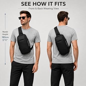 OZUKO Sling Backpack for Men - Anti-Theft Crossbody Bag, Waterproof with USB Charging Port