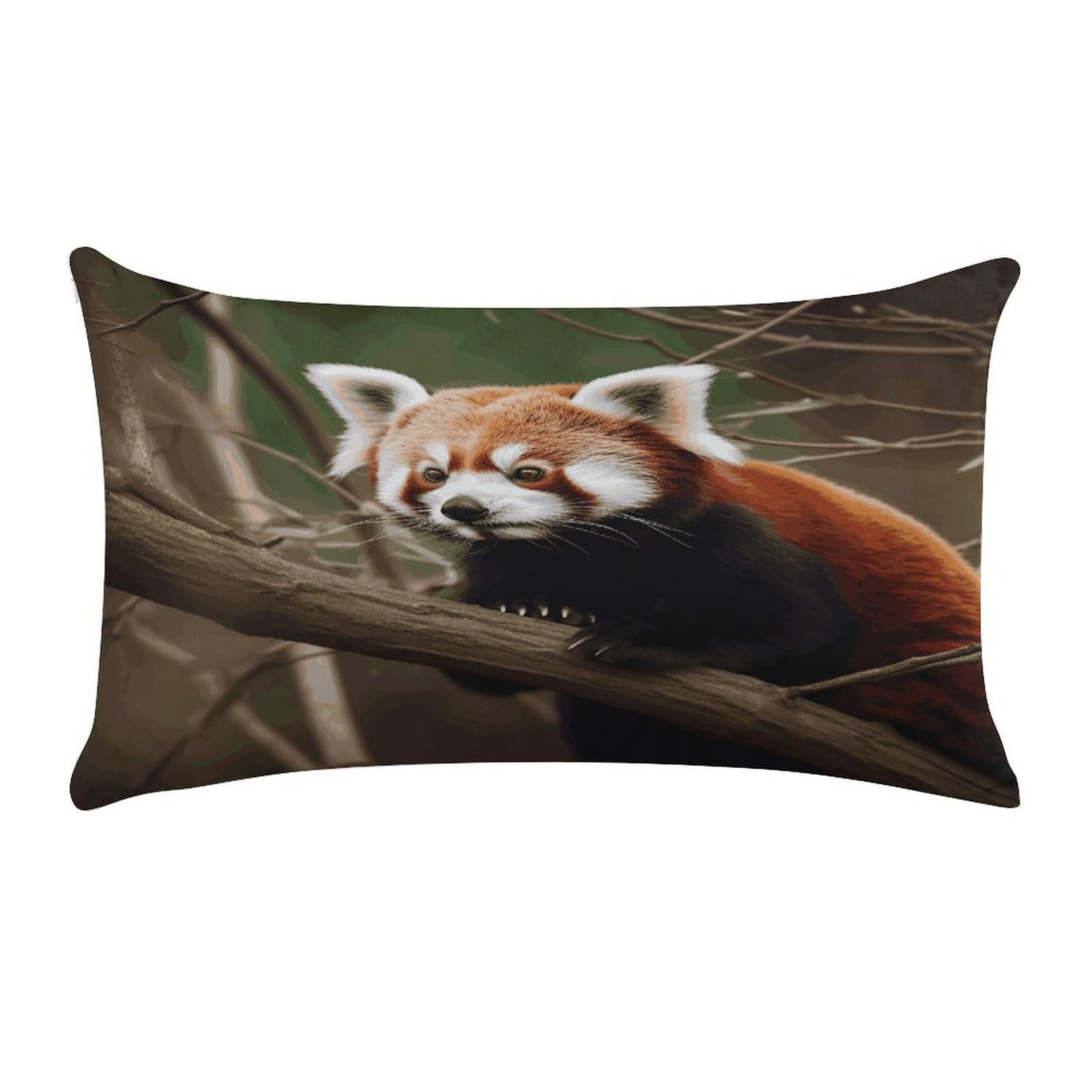 Red Panda on Tree Branch Pillow Case Decorative Rectangle Throw Pillow Cover Soft Plush Pillowcase Cozy Cushion Case Modern Pillow Sham Cushion Cover for Bedroom Sofa Couch 20 X 12 Inch