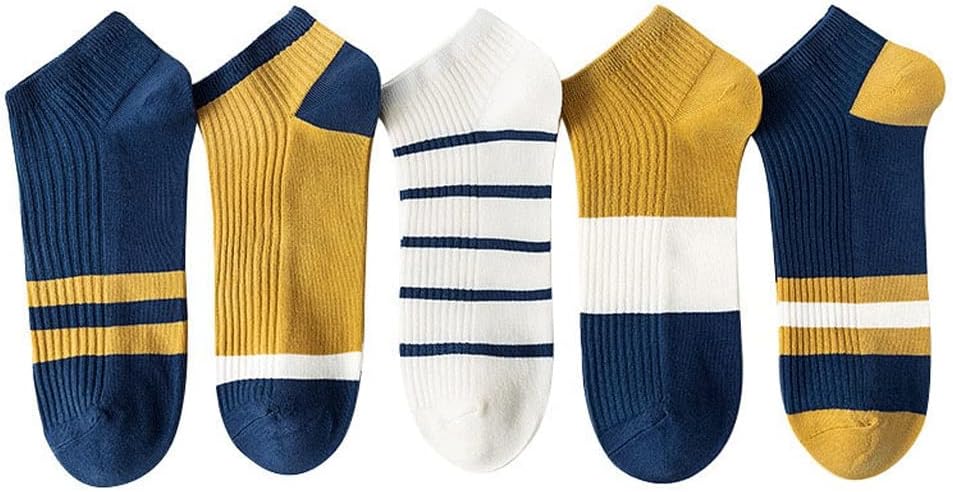 JSEIAJB 5 Pairs Of Men's Boat Socks Spring and Striped Men's Socks Boat Socks