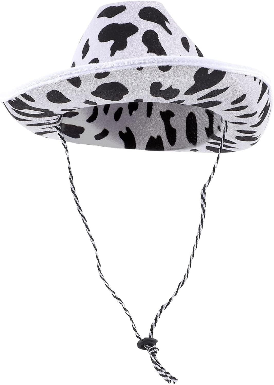Zac's Alter Ego Unisex White Fancy Dress Cow Print Cowboy Or Cowgirl Hat