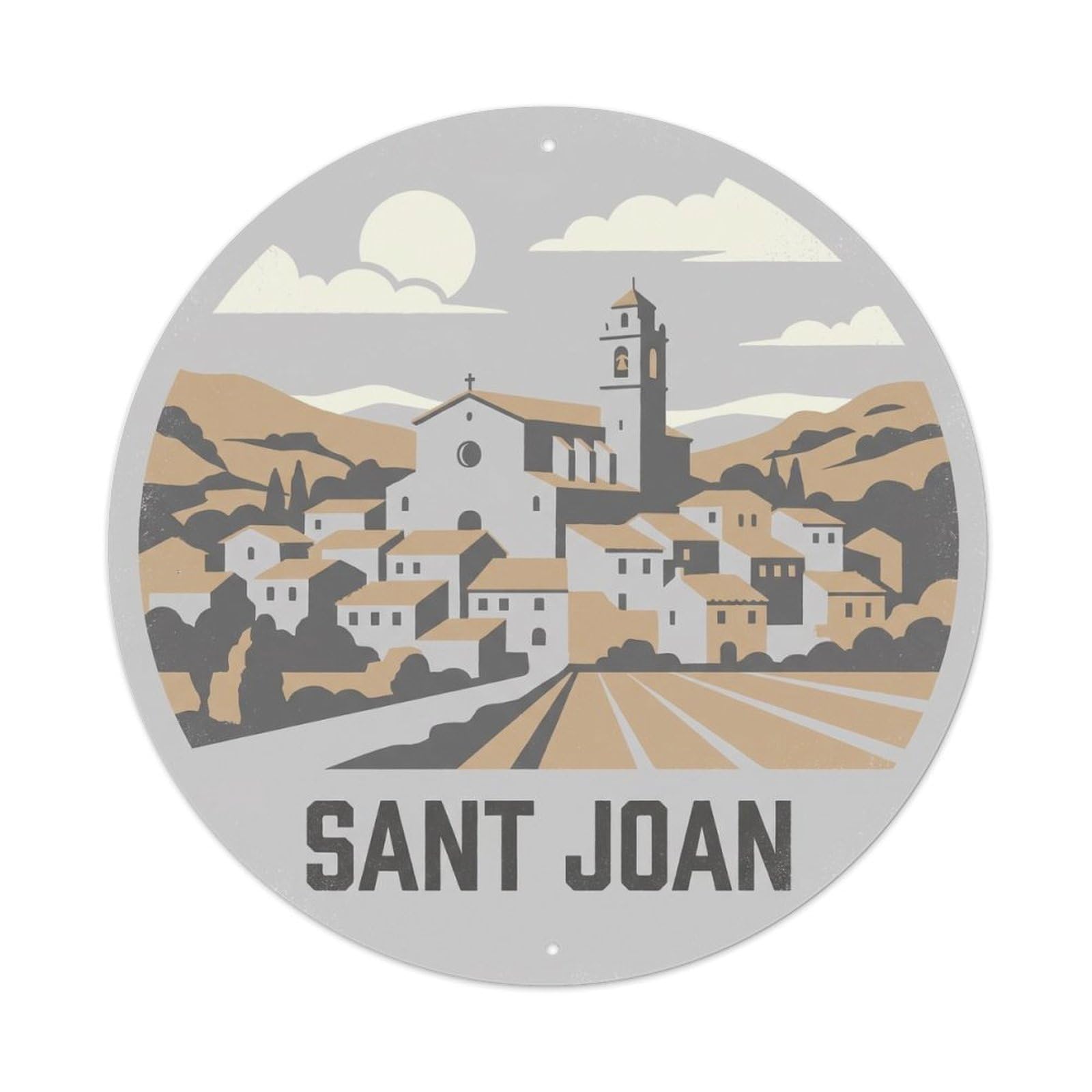 Olhnbad Style Sant Joan Mallorca Historic Town Balearic Metal Tin Sign