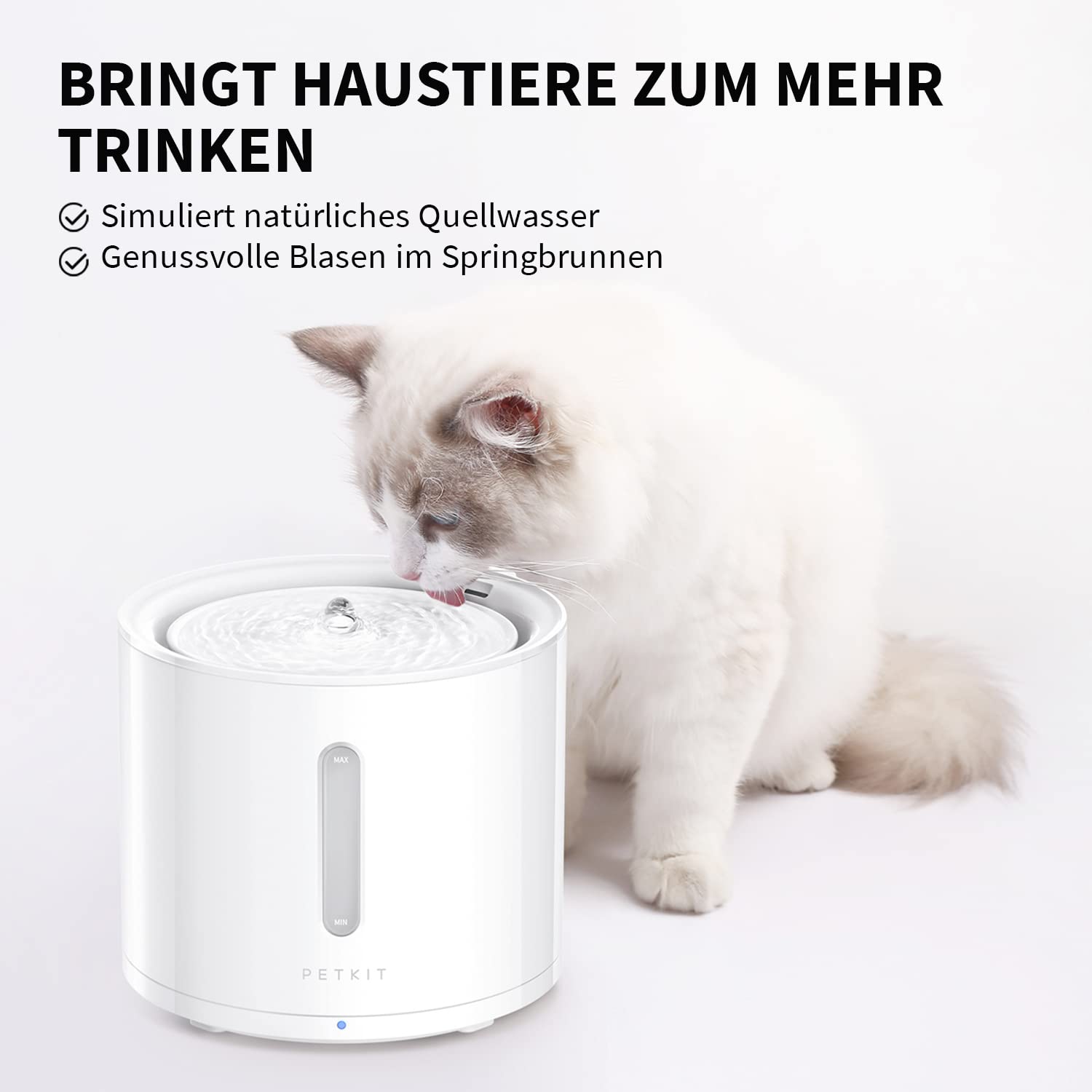 PETKIT Automatische Intelligenter Trinkbrunnen für Katze und Hund, Drahtlose Wasserpumpe,2L Sichtbarer Wasserstand mit Filter,App-gesteuert, Ultraleise（Ohne drahtlose Funktionalität）