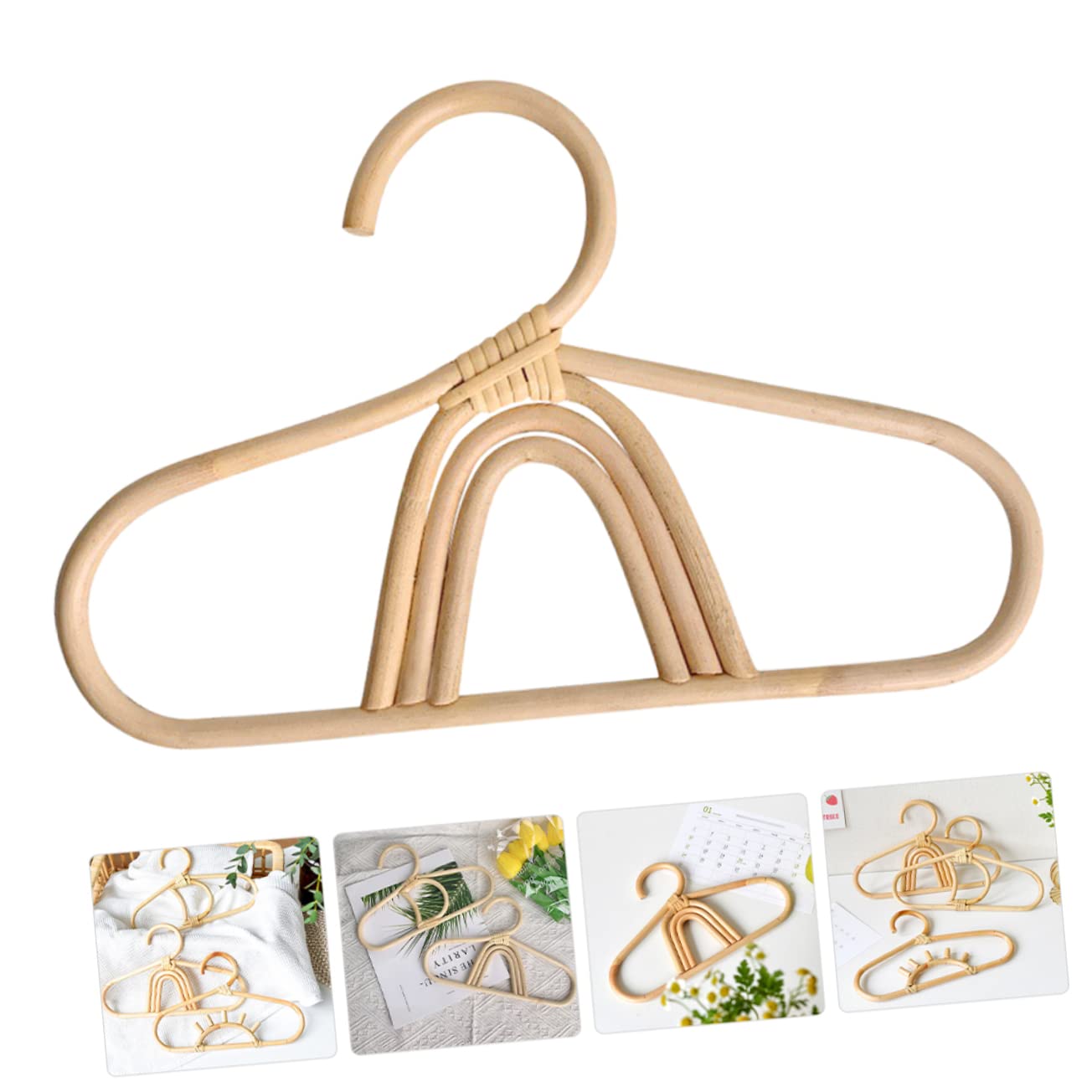 3pcs Children Hanger Heavy Duty Clothes Rack Boho Decorations Hanging Wall Decor Childrens Hangers Decorative Hangers Heavy Duty Kids Hangers Children's Room Hat Rack Rattan Baby