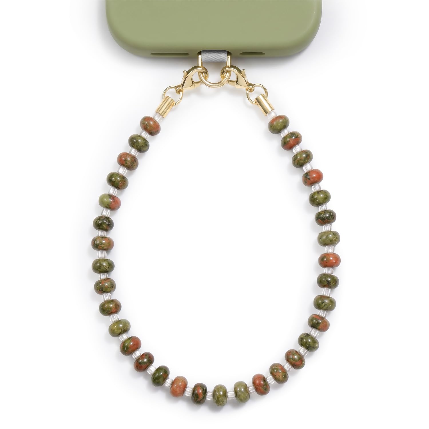 POSADINA Natural Stone Phone Charm, Beaded Healing Phone Wrist Strap, Handmade Cellphone Chain Lanyard with Tether Tab