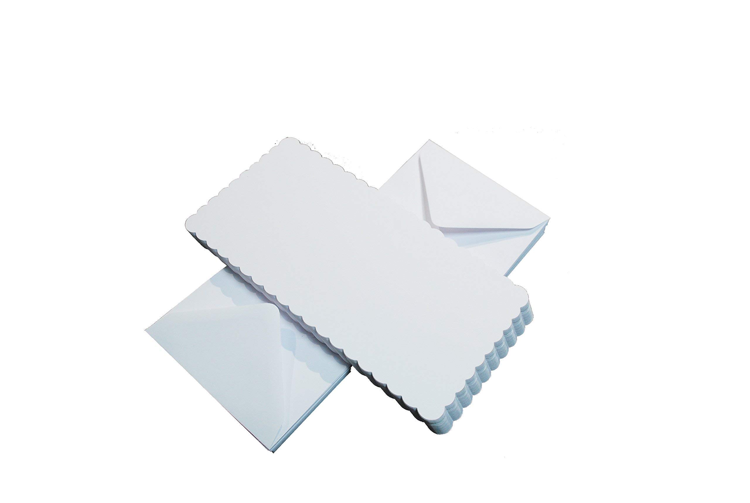 Craft Uk Limited White Crafts Uk 50 Scalloped Cards And Envelopes, 5 X 5-Inch