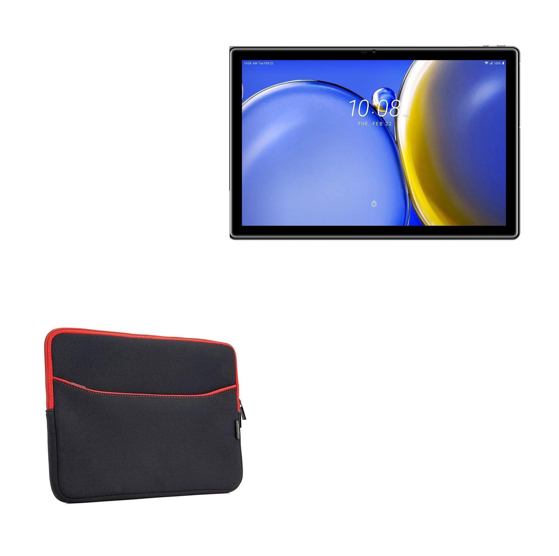 BoxWave Case Compatible with HTC A101 - SoftSuit with Pocket, Soft Pouch Neoprene Cover Sleeve Zipper Pocket - Jet Black with Red Trim