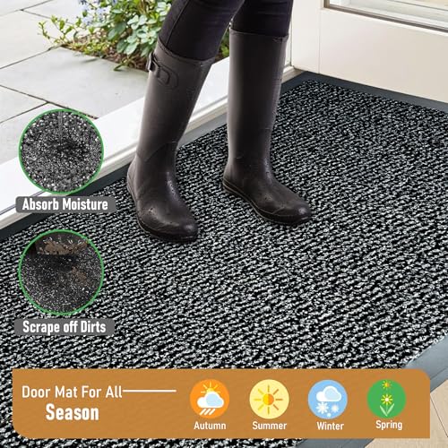 LENAK Door Mats - Entrance Mat Barrier Hallway Runner Kitchen Rug, Non-Slip Dirt Trapper Rubber Back Washable Floor Mat, Dust Grabbing Indoor Outdoor Doormats (Anthracite, 120x180cm) - Image 6