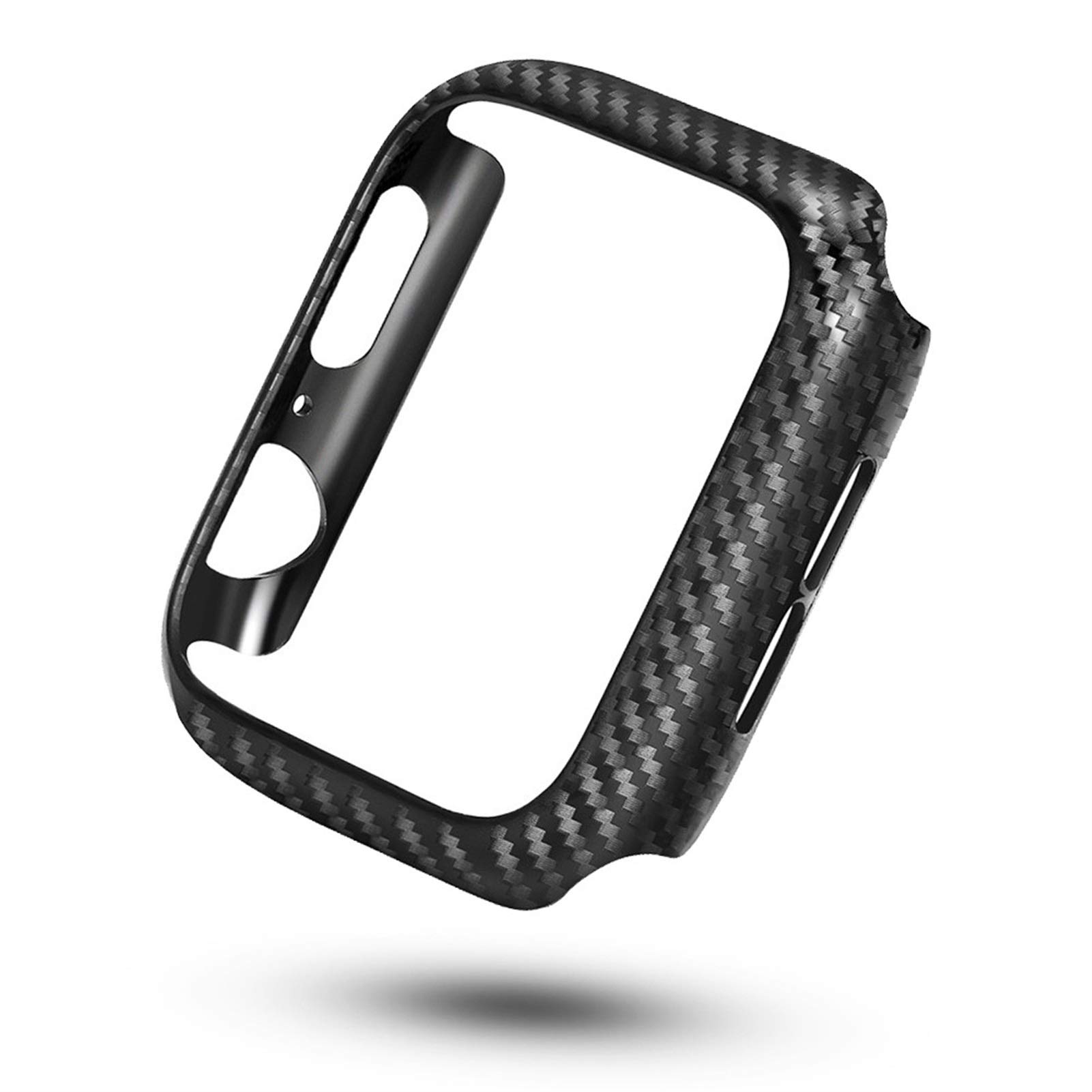 EAMOM for Apple Watch Case Thin Carbon Fiber Bumper Case 38mm 40mm 42mm 44mm 41mm 45mm Frame Edges Hard Shell (Color : Black, Size : 41mm)