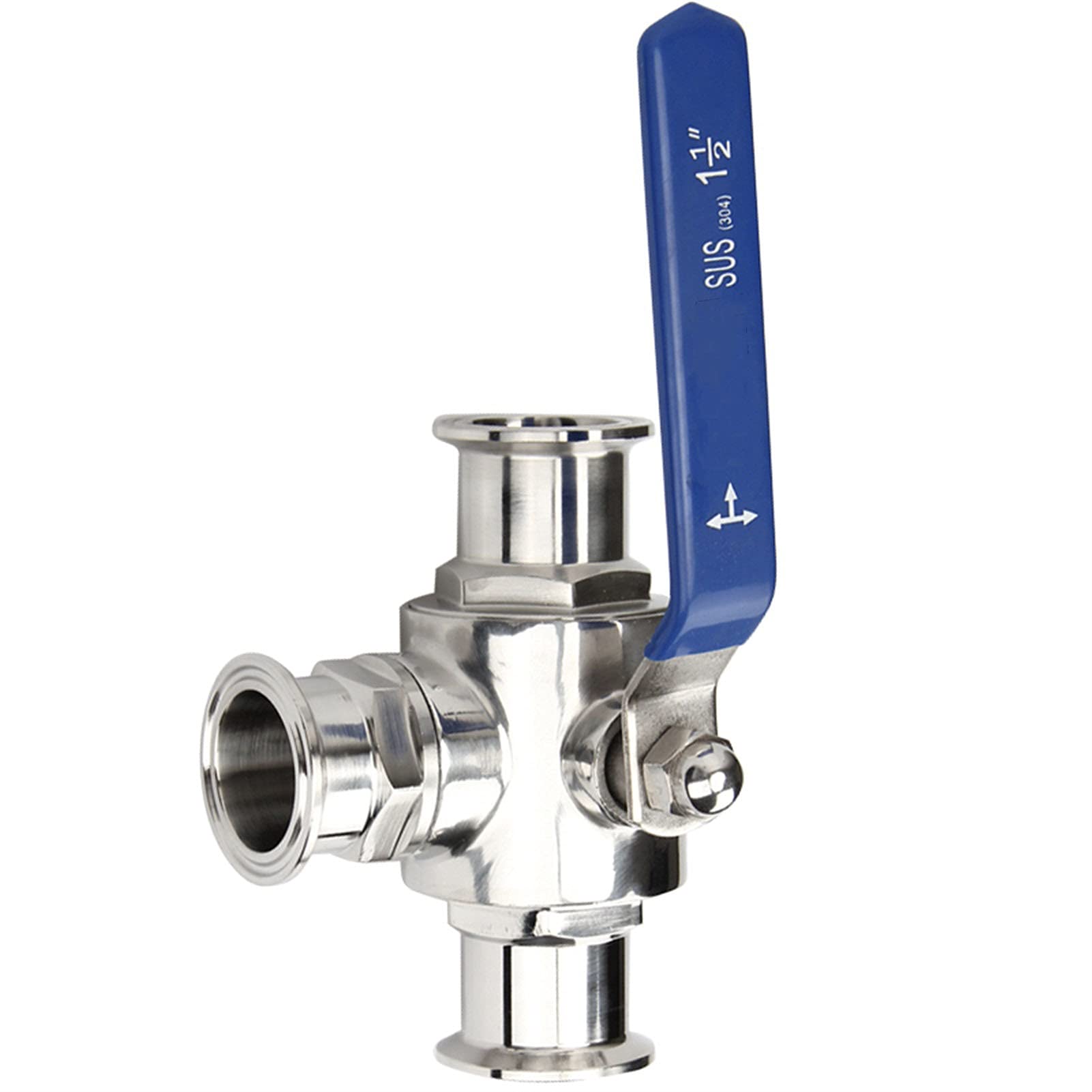 VSPPJYFG Fit 38mm 1-1/2inch Pipe x 1.5inch Tri Clamp 3Ways T/LPort Ball Valve SUS304 Stainless Steel(L Port)