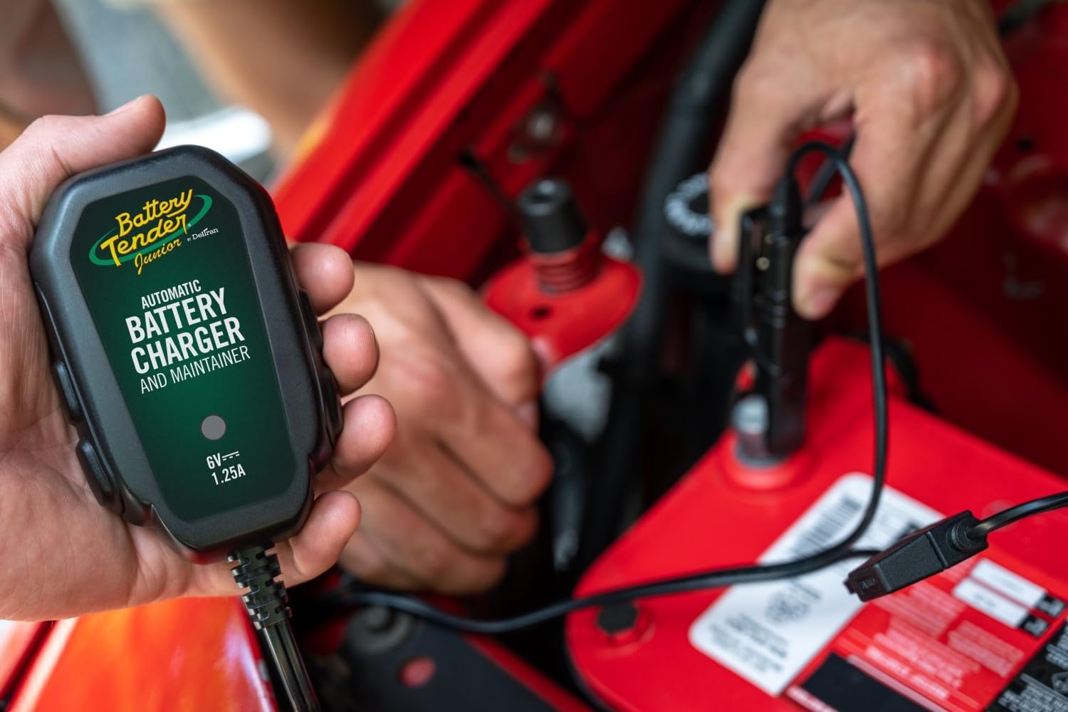 Battery Tender Junior 6V, 1.25 AMP Battery Charger and Maintainer: Fully Automatic 6V Automotive Battery Charger for Cars, Motorcycle, ATVs, and More - 022-0196 - Image 3