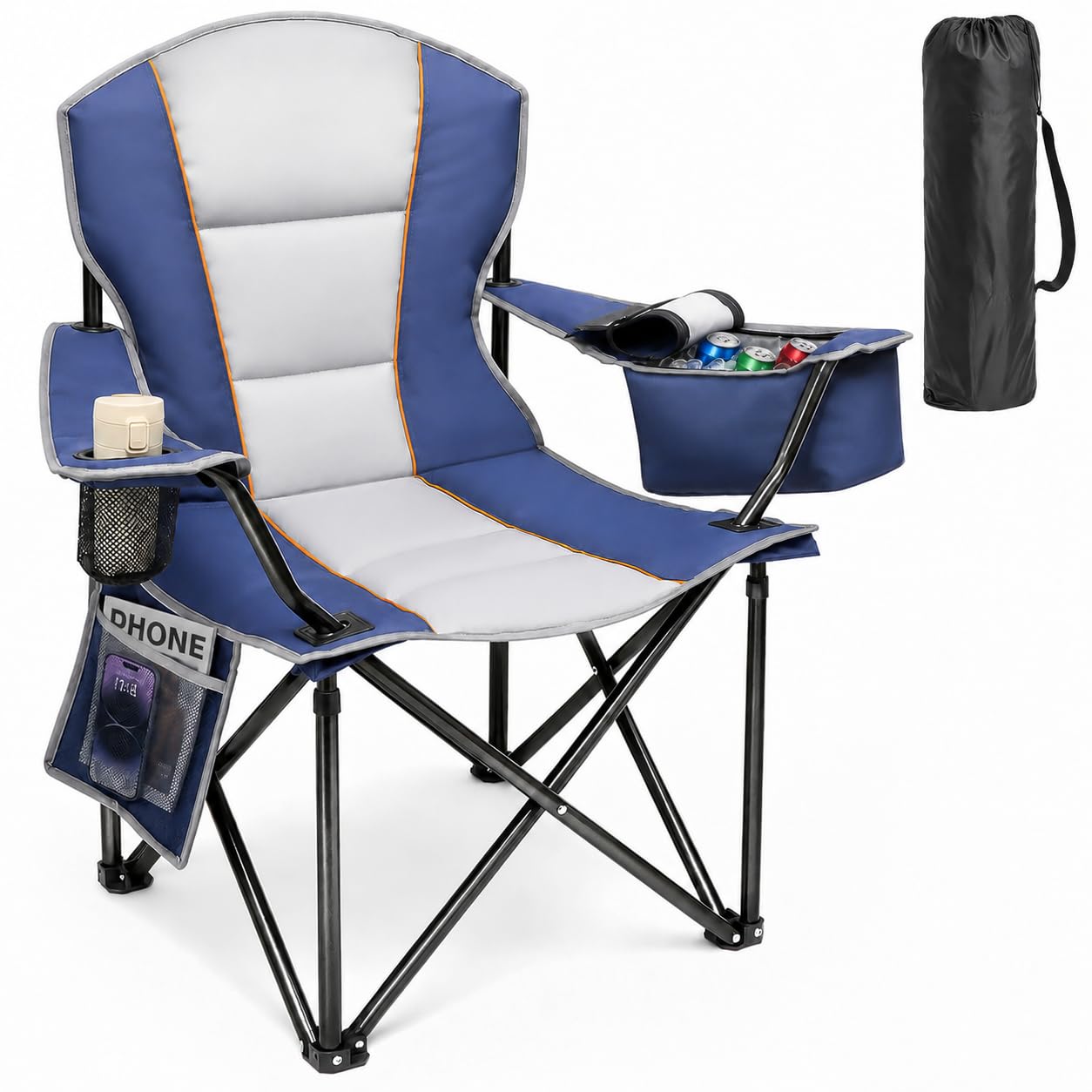 Oversized Camping Chair, Heavy Duty Folding Lawn Chairs 500 lbs