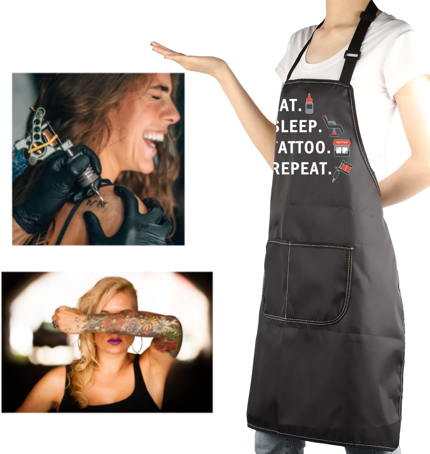 Tattoo Apron Tattoo Artist Gift Funny Eat Sleep Tattoo Repeat Tattooing Apron Tattoo Gift for Tattoo Lover Tattoo Master Gift - Image 6
