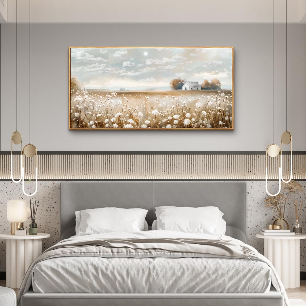 Lienzo decorativo para pared de sala de estar, decoración de pared con flores blancas, paisaje, decoración de comedor, dormitorio, baño, cocina, sala de estar, impresiones artísticas para 6