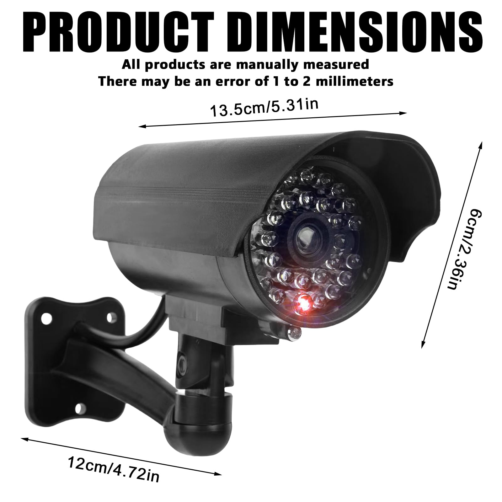 GOMETY 2 pezzi fotocamera Atrappe per esterni, fake telecamera di sicurezza con LED rosso lampeggiante, telecamera CCTV, manichino, telecamera di sicurezza finte, telecamera di sorveglianza, per