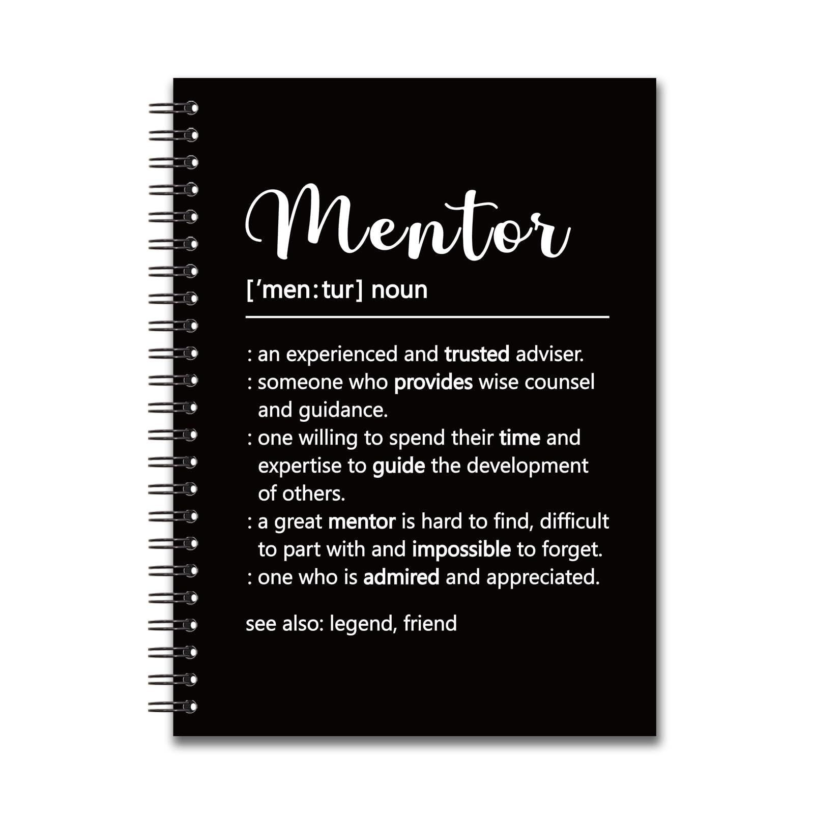 YAZMEEN Mentor Blank Spiral Notebook（160 Pages） Mentor Definition Hardcover Sketchbook Mentor Notebook Gift Thank You Gift for Teacher Coworker Funny