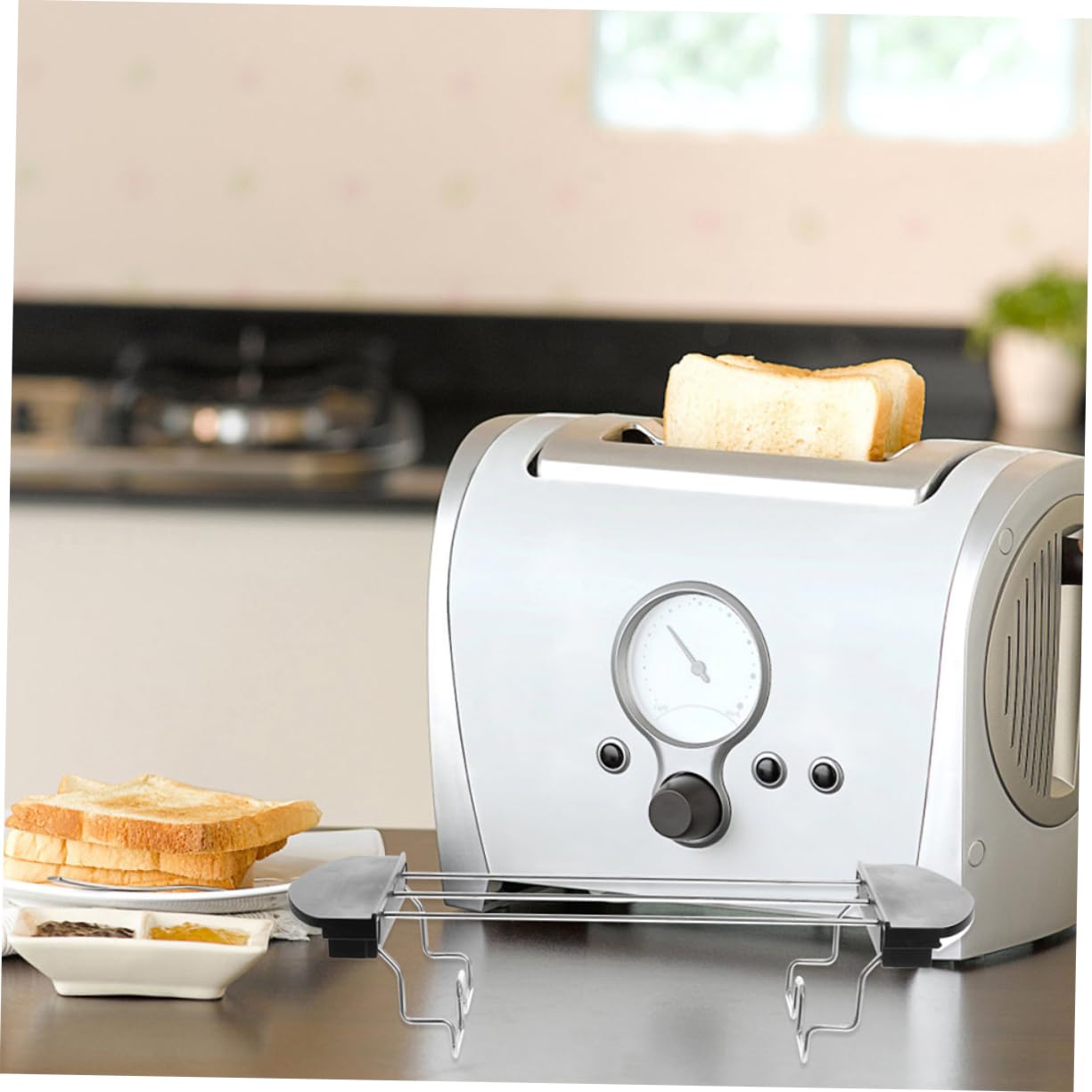 BRIGHTFUFU Sandwich Rack Toast Machine Supplies Rack Stainless Steel Bread Maker Accessory Easy Clean