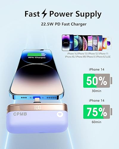 Miniatura 3 de Banco de energía portátil con 5,000 mAh, cargador portátil de 22.5 W, pantalla digital, mini batería compatible con iPhone 1414 Pro  14 Plus  14 Pro