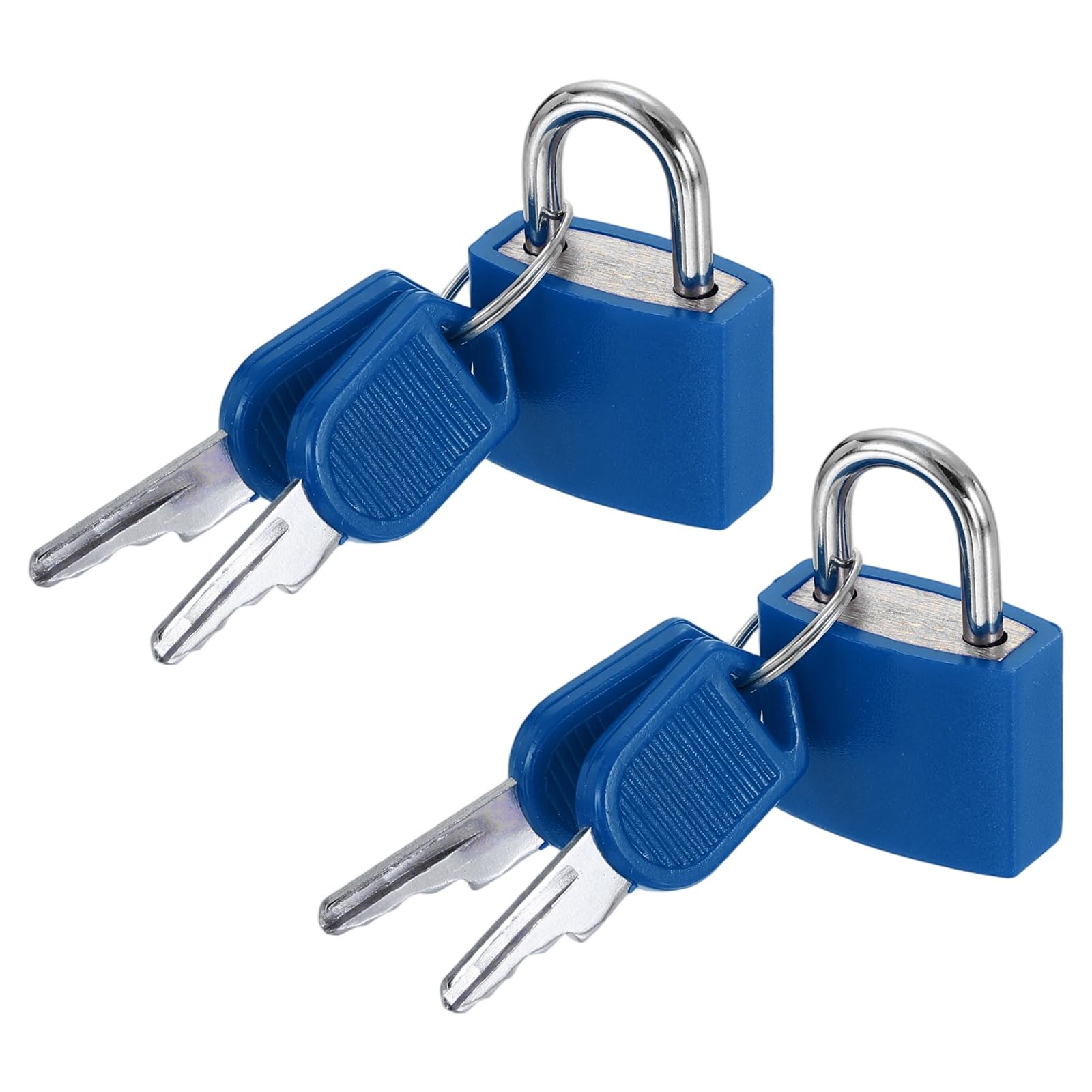 PATIKIL 23mm Small Locks with Keys 33mm Length, 2Pcs Suitcase Locks ABS Covered Solid Brass Anti Rust Waterproof Mini Luggage Padlock for Backpack Gym Locker Cabinet Boxes, Dark Blue — image 1