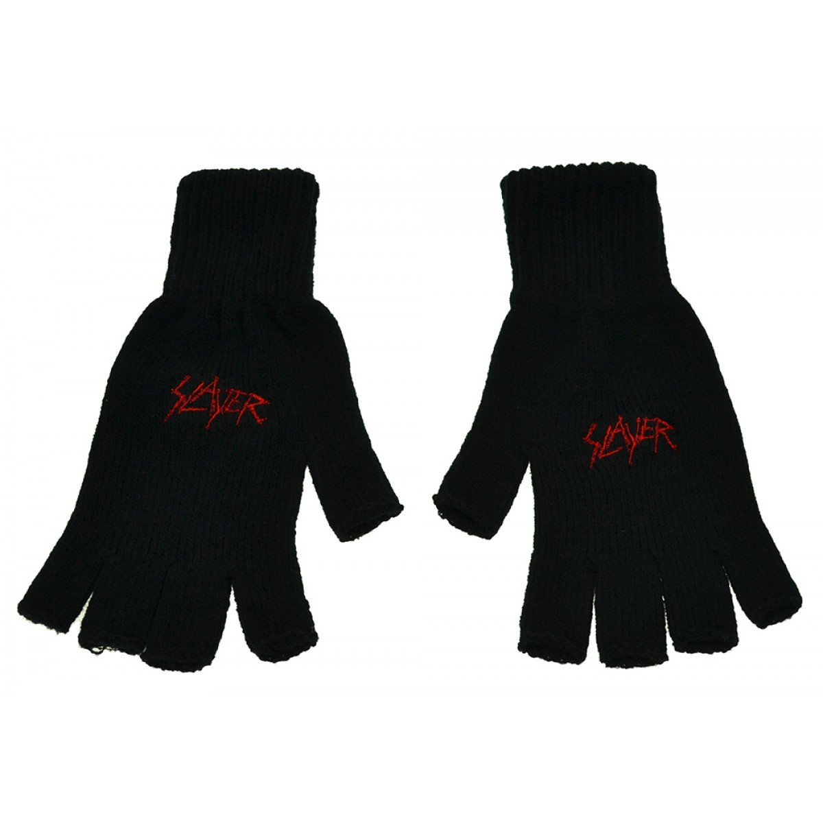 Slayer Scratched Logo Black Fingerless Gloves Knitted Gift Metal Cotton Official