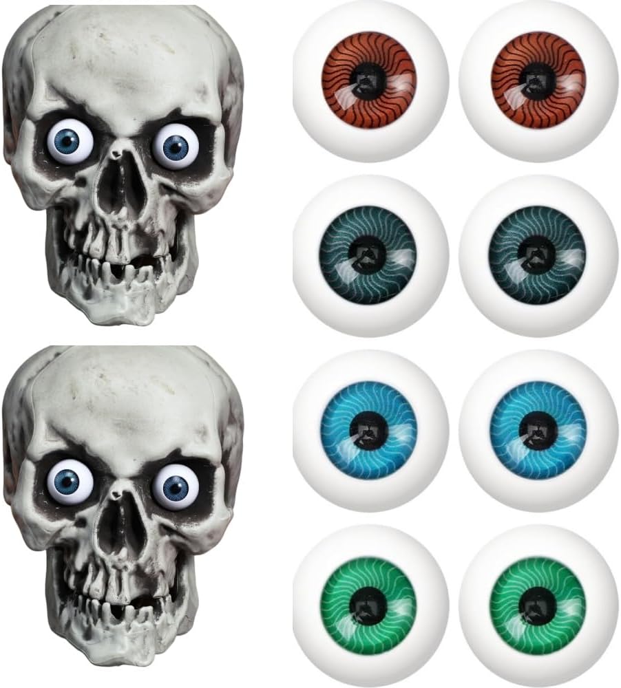 Halloween Eyeballs Scary Realistic Hollow Eyeball Halloween Horror Mask Skull Costume Props for Halloween Trick or Treat Party Craft Decoration 8PCS (26mm)