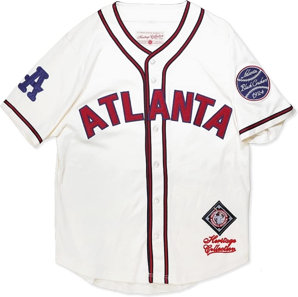 TCEShop Big Boy Atlanta Black Crackers NLBM Heritage Mens Baseball Jersey [Ivory White - 5XL] - ID#33872