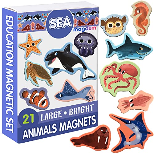 magdum Toy SEA Animals - Animal Magnets for Kids -Real Large Fridge Magnets for Toddlers- Magnetic Educational Toys Baby 3 Year Old Baby Learning Magnets for Kids- Kid Magnets Magnetic Theatre