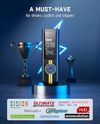 Miniatura 8 de Fanttik Compresor de aire portátil X8 APEX, inflado 2 veces más rápido, inflador de neumáticos inalámbrico de 150 PSI con pantalla dual LCD,