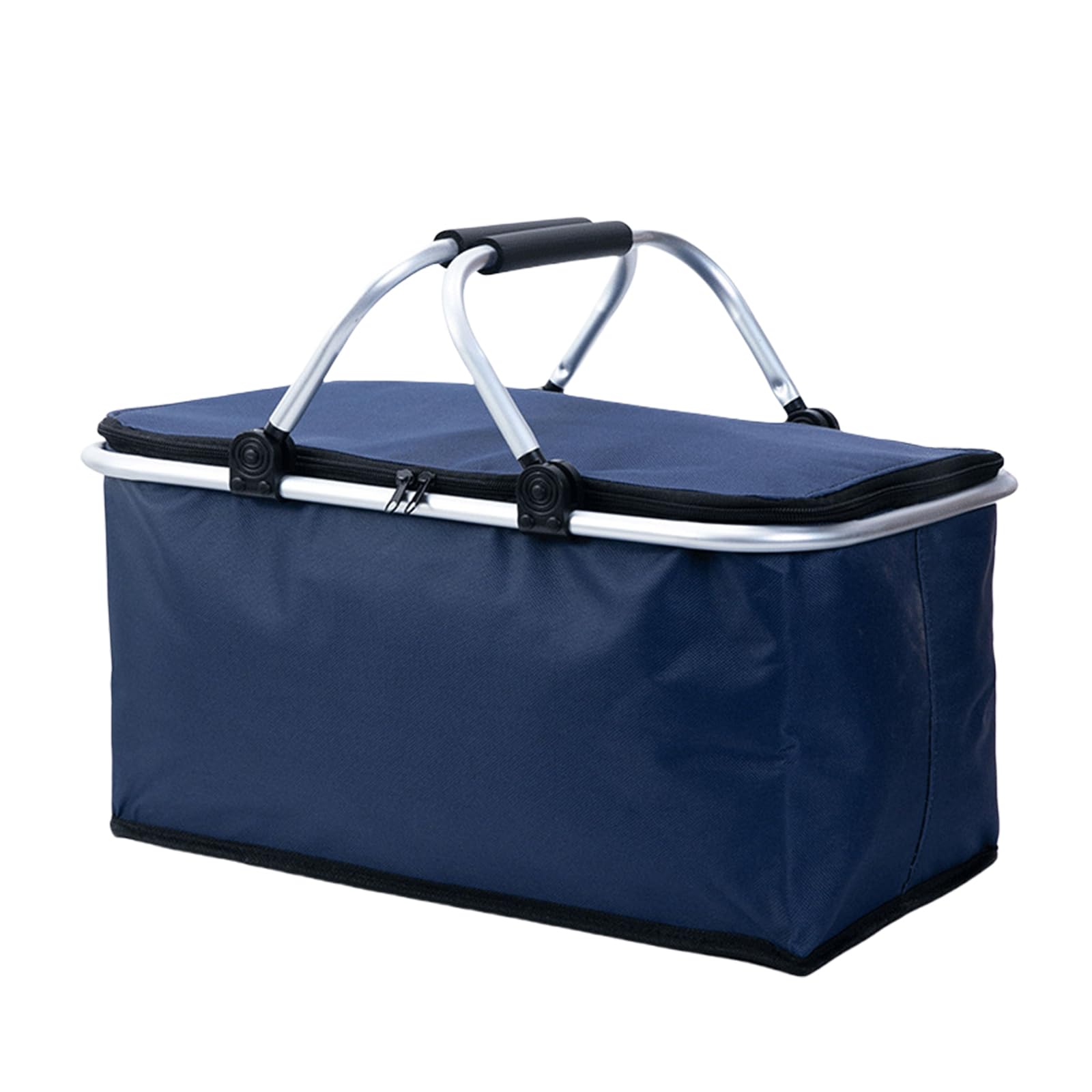 Riiichflowshop Portable 30L Insulated Picnics Basket Sturdy Aluminum Frame Foldable Basket For Camping And Beach Outings Shopping Bag