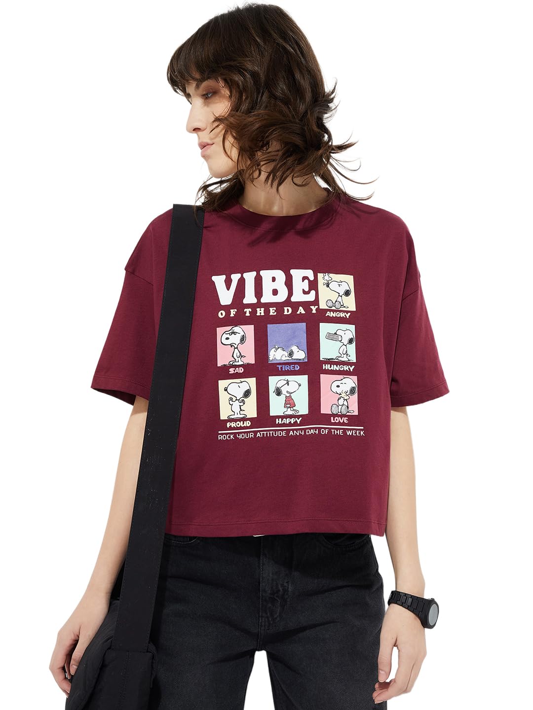 Buy Max URB_N Women Peanut Snoopy Print Boxy Fit T-Shirt at Amazon.in