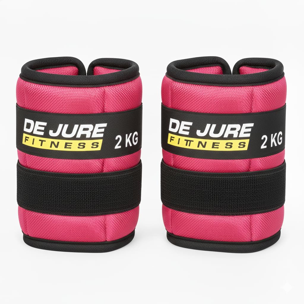 DE JURE FITNESS Ankle & Wrist Weight Set 2KG Pair (2kg x 2 = 4kg) Adjustable Strap, Premium Cushioned Polyester, Strengt