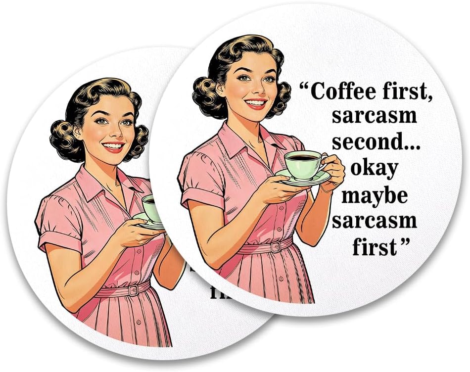 Coffee Coasters Set of 2, Coffee Lover Desk Coasters for Office Home