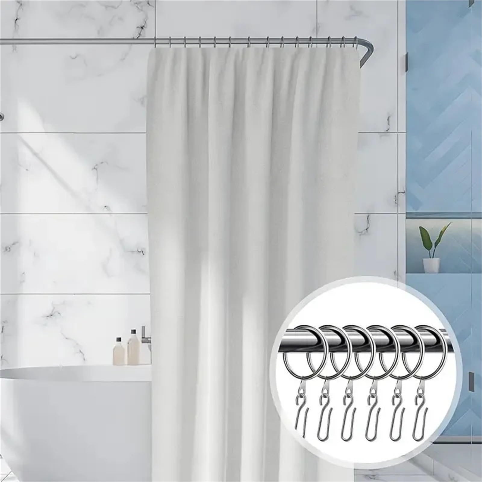 Anneaux de rideaux, Anneaux de rideau 90 pièces, anneaux suspension draperie en métal avec crochets à épingles(SizeA)