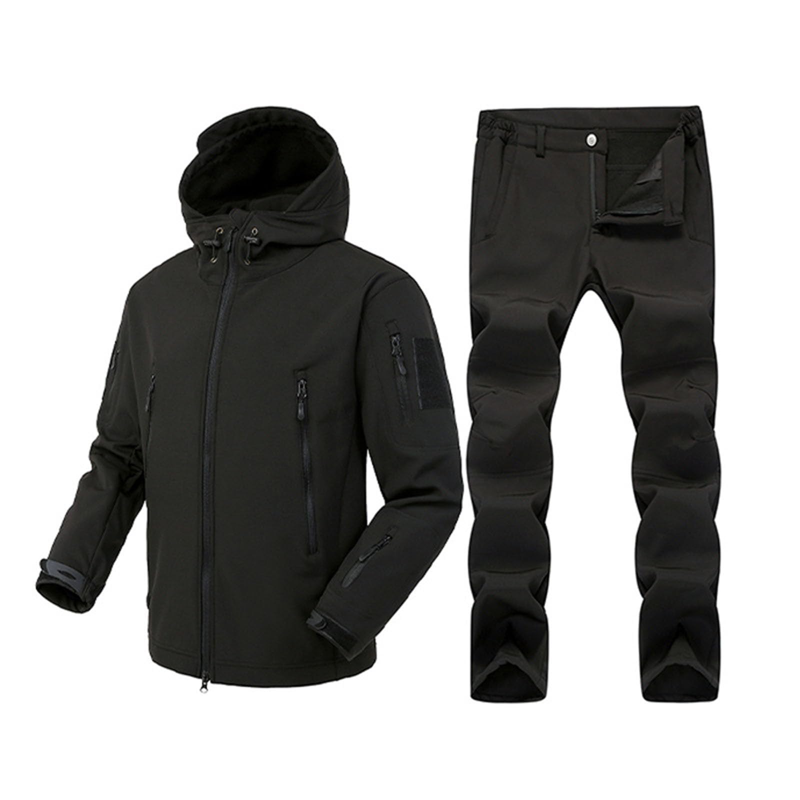 Vêtement de chasse d'hiver pour homme - Vêtement de camping épais - Ensemble d'entraînement tactique à capuche - Veste tactique - Pantalon - Costume de pêche en plein air - Pêche - Randonnée