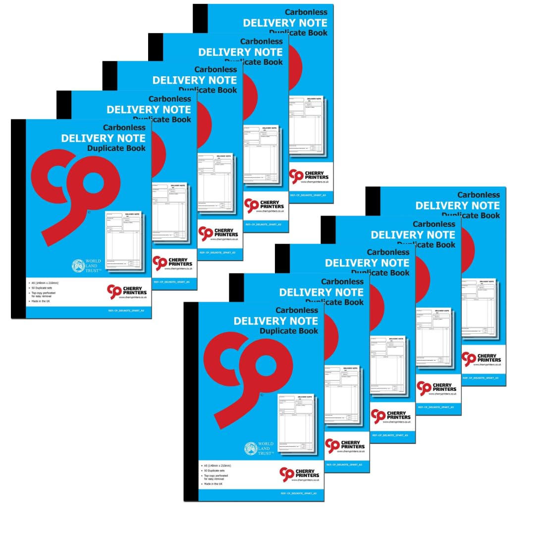 Cherry Printers | Delivery Note | Duplicate A5 | 50 Sets | 10 Pack